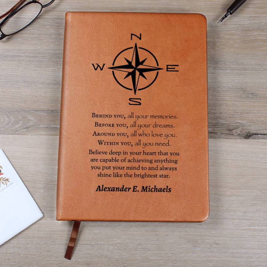 Within You All You Need | Personalized Vegan Leather Journal - Compass