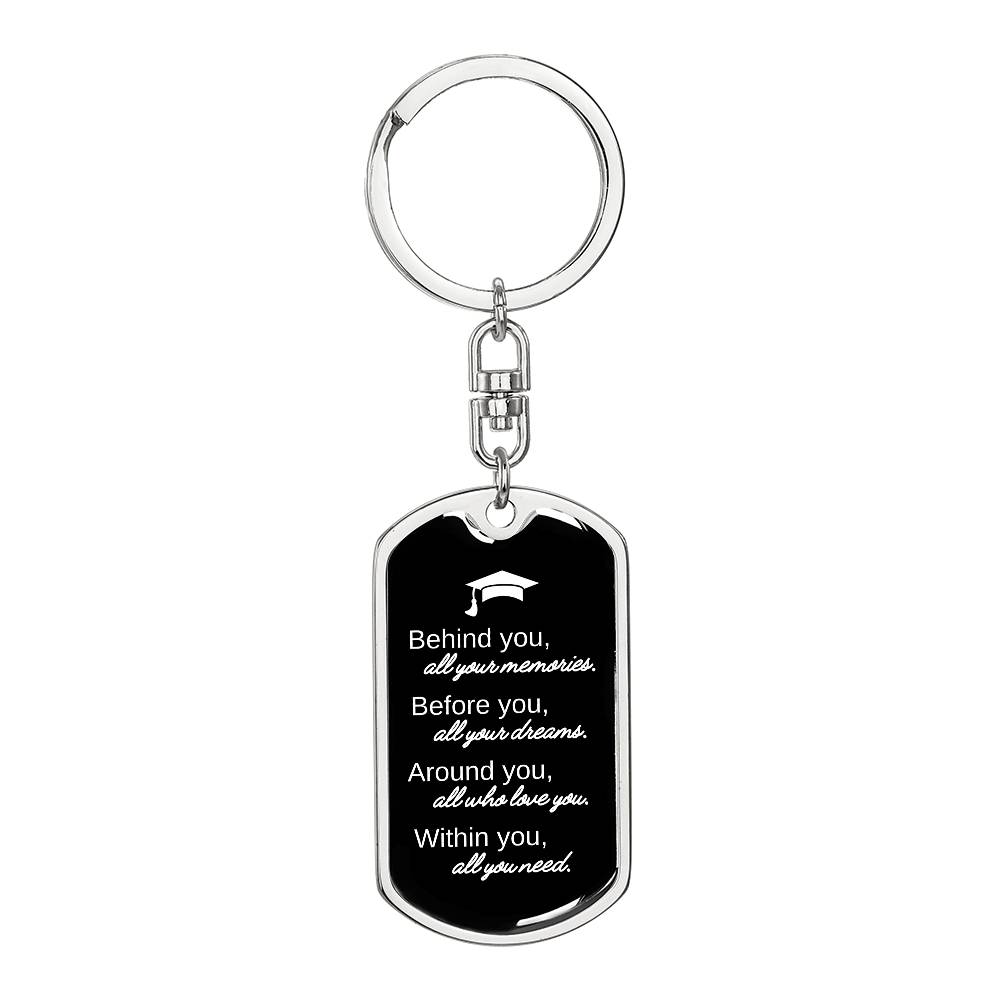 Graduation Dog Tag Keychain