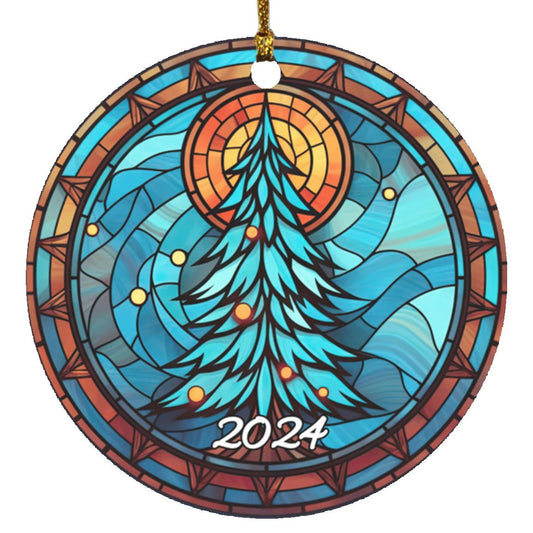 2024 Faux Stained Glass Tree Acrylic Ornaments