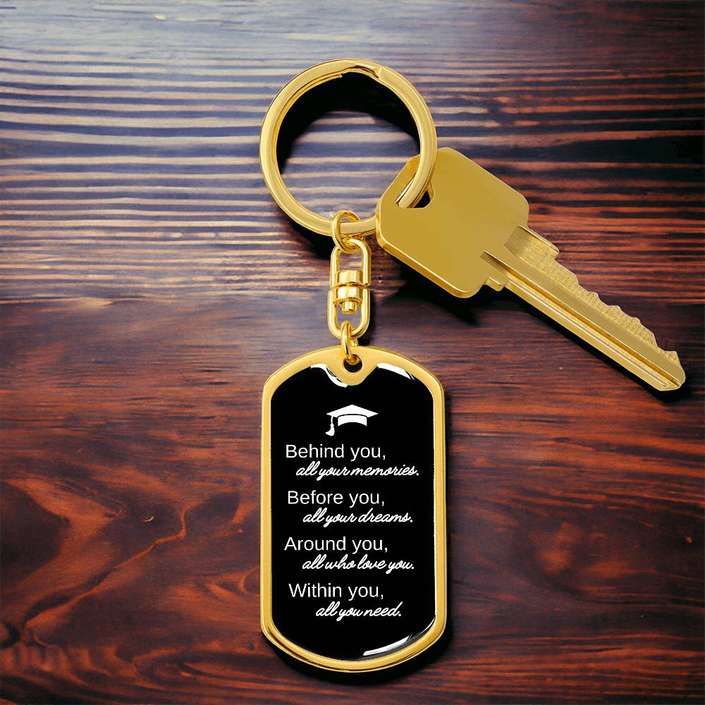 Graduation Dog Tag Keychain