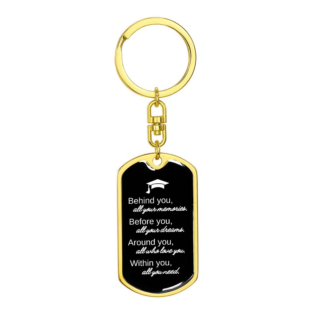 Graduation Dog Tag Keychain